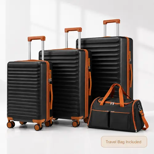 2026 3-Piece Travel Bundle Luggage Set, Sturdy ABS PC Hard Shell 4-Wheels 360 Rotation Spinner, Lightweight Carry-On Luggage with TSA Lock - White (20+24+28in) Expandable Portable Overnight Bag with Phone Holder