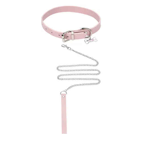 OIDEA Women's Punk Leather Choker Necklace - Adjustable 4oz PU Leather Collar with Alloy Bone Pendant & Chain Leash, Gothic Costume Jewelry for Alternative Fashion Lovers, Party Wear Adults' Accessories