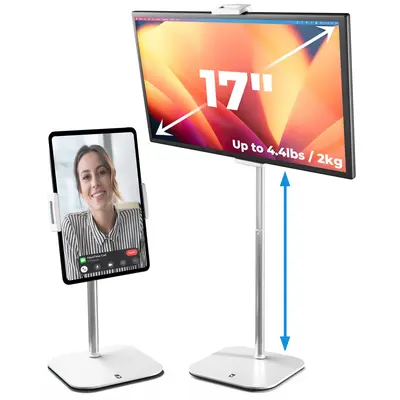 Cooper Cases TabStand Sturdy Tablet Mount - Adjustable Metal-Aluminium Holder for 17" Max Devices, Portable Monitor, Smartphone, 360° Rotate & Tilt, 4.4lb Capacity, Portable, Silicone-Free, Office/Desk Accessories, Adjustable Holder Tablet Stands & Bases