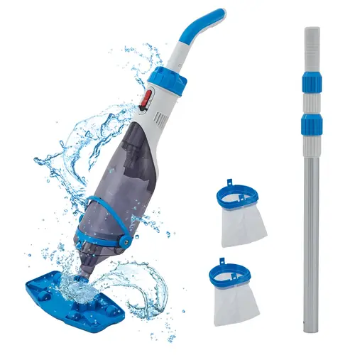 【GARVEE】 Handheld Swimming Pool Cleaner, 1.5h Quick Charge, 80min Continuous Running Time, Cordless Rechargeable for Above Ground & In-Ground Pools, 1.3L Capacity, Push Buttons Operation, Above Ground Pool
