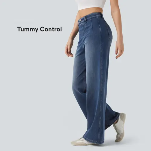 Halara Flex™ High Waisted Tummy Control Wide Leg Casual Jeans with Pockets