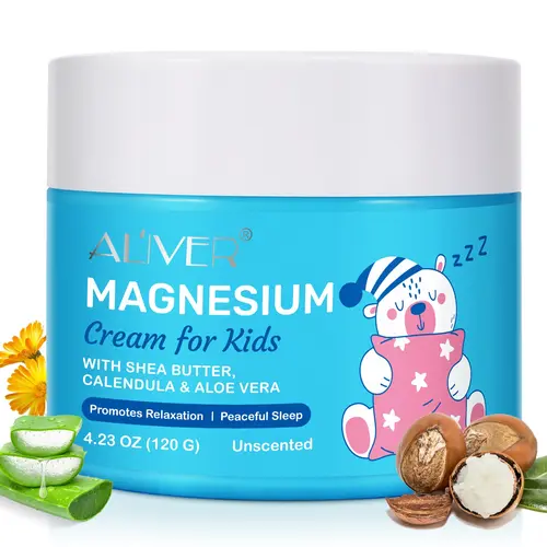 Aliver Children Baby Sleep Aid Magnesium Lotion, Natural Ingredients, Lavender Essential Oil, Shea Butter, Multiple Vitamins, Relaxing Formula, Toddler Bedtime Lotion