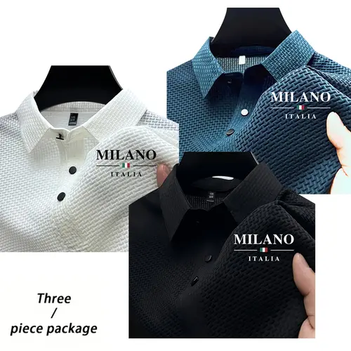 Men’s Summer Three-Piece Set – Quick-Dry, Breathable Sportswear Top with Polo Collar, Ice Silk Shirt,clothes for back to school,first day of school outfits