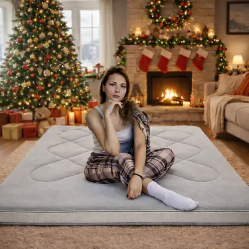 Naudacaa Warm Soft Foam Based Japanese Portable Floor Futon Mattress with Cover, 3.5" Thick Foldable Roll-Up Sleeping Pad, Floor Lounger for Couches & Sofas, Foam Based Mattress