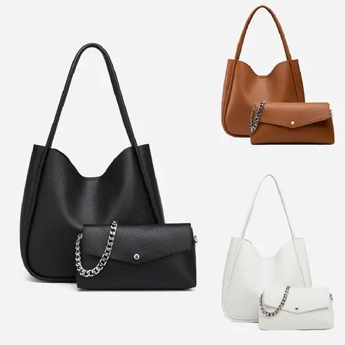 NEWBELLA Women's 2-Piece PU Leather Shoulder Bags Set -Versatile for Daily Use， Magnetic Closure Casual Commuter Pouch Wallet, Compact Everyday Accessory for Summer Use, Casual Commuter Bag, Everyday Bag