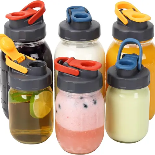 Soligt Mason Jar Lids - 4/6-Pack Wide/Regular Pour Spout Flip Cap for Ball Brand, BPA-Free Leakproof Airtight Container Set, Premium Plastic Built Tough Round Shape for Storage Bottles & Jars (Jars Not Included)