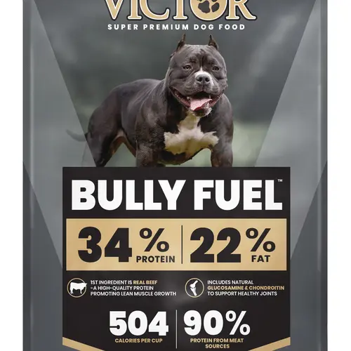 VICTOR Bully Fuel High-Protein Dry Dog Food - First Ingredient Real Beef, Supports Lean Muscle Growth & Healthy Joints with Chondroitin, 15-lb Bag
