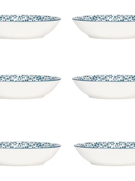 10 Strawberry Street Set of 6 Mediterranean Blue Pasta Plates