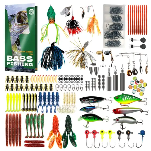 322-Piece Fishing Lures Kit,fishing gifts for dad fathers day - Buzz Bait/Spinner Baits/Chatterbait/Jig/Frog, Fishing Tackle Box with Tackle Included, Soft Bait/Hooks/Weights, Fishing Gear Lure Kit Gift for Men Freshwater Bass Trout,