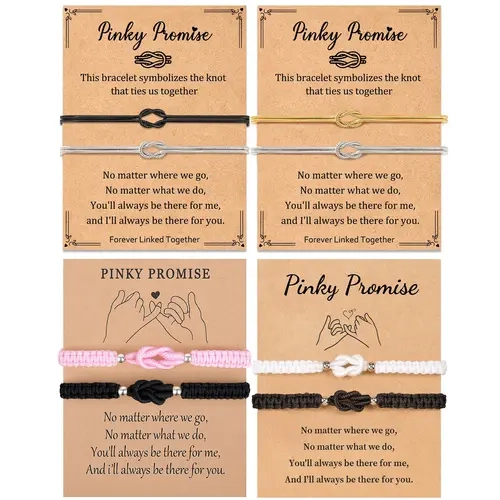 Couple 2-Piece Braided Knotted Bracelet Set - Chinese Lucky Love Knot Link Bracelets with Meanings, Long-Distance Relationship Fashion Accessory, Ideal Boyfriend Anniversary Gift