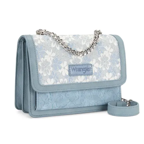Wrangler Women's Crossbody Bag - Quilted Flap Shoulder Purse with Chain Strap