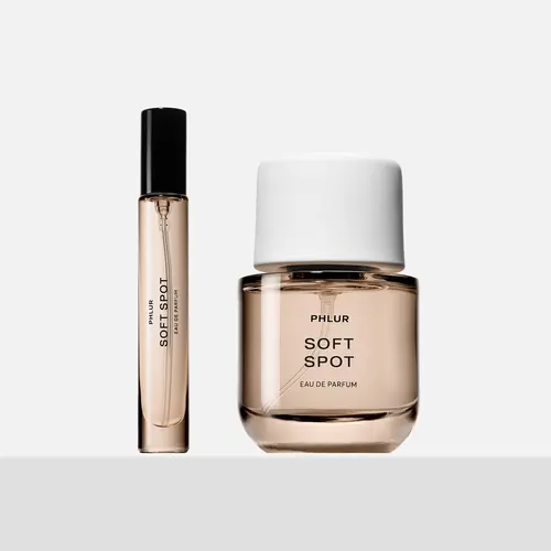 PHLUR Soft Spot Eau de Parfum Duet - Full + Travel Size Perfume Set with Soft Citrus, Florals & Glowing Amber (50mL + 9.5mL)