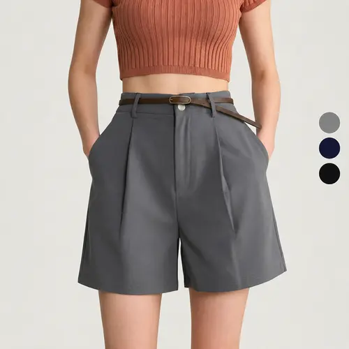 Elengatine Women High Waisted Wide Leg Shorts, Soft Stretchy Dressy Casual Shorts with Button Closure, Loose Fit A Line Summer Shorts, Comfortable Lightweight Work Shorts for Office, Business Casual, Daily Wear & Minimalist Style, Women's Clothes, Shorts