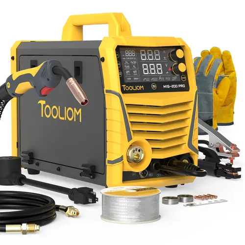TOOLIOM 200A Aluminum MIG Welder, 5-in-1 MIG/Flux MIG/Lift TIG/Stick/Spool Gun, 110/220V Dual Voltage Multifunctional Welding Machine toolupgrade