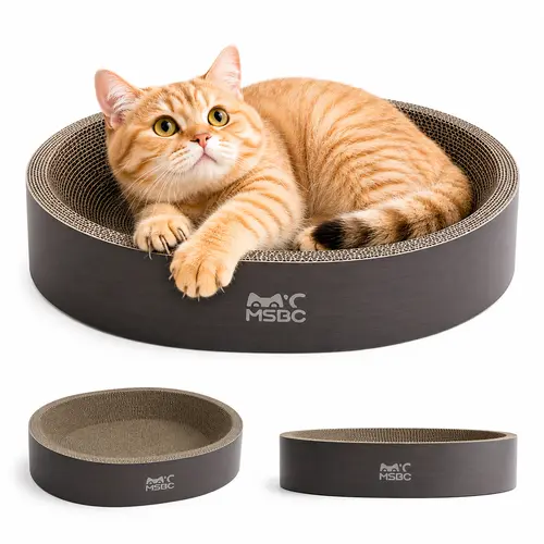 Mizusu Oval Cardboard Scratcher Board & Cat Bed Combo, Tear-Resistant, Wear-Resistant, Non-Shedding Cat Claw Bowl, Pet Toy Supplies