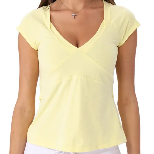 Danysu Tie Back Snatching Tops Padded Sexy VNeck TShirt Cotton Cute Going Out Tee Summer Streetwear Minimalist Thick Stretchy