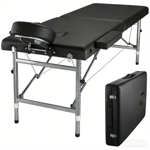 24" Foldable Aluminium Massage Bed - Portable Adjustable Professional Barber Salon Equipment, Specialty Salon Furniture with 551 lbs Capacity for Beauty Use
