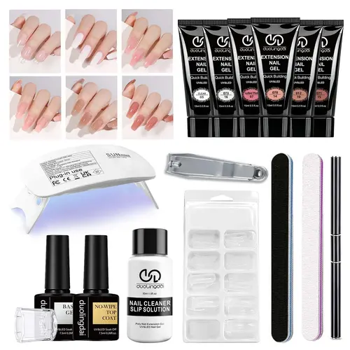 6-Color Polygel Nail Kit with UV Light, Nails Kit, 16pcs/set Nail Extension Gel Design Kit, Gel Nail Kit for Beginners, Gel Nail Polish & Nail Glue, Nail Tech Supplies, Nail Tools Kits, UV Gel Kit for Manicure, Nail Care and Nail Art