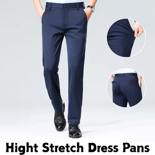 Men’s Stretch Dress/Formal Golf Pants – No Iron Needed, Expandable Waist, Flat Front, Black, Business Casual SpringStatements