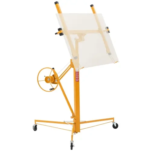 VEVOR 11ft Metal Drywall Lift, Heavy-Duty 150 lbs (68 kg) Commercial Use Sheetrock Hoist with Adjustable Telescoping Arm, Lockable Wheels, 60° Tilting, Easy Assembly, Indoor Ceiling & Wall Installation (Yellow)#SohoChic