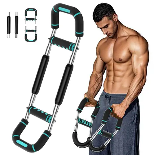 Adjustable Resistance Power Twister Bar for Men, Arm & Chest Workout Equipment, Upper Body Strength Trainer, Portable Home Gym Equipment for Fitness Training