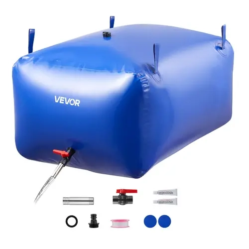 VEVOR 105.7 Gal Large Size Water Storage Bladder, Strap-Equipped Leakproof Tear-Resistant PVC Portable Collapsible Soft Container with Garden Hose Accessories Kit, Emergency Tank for RV Truck Outdoor Use#SohoChic, Straps, 1000D Double Layer
