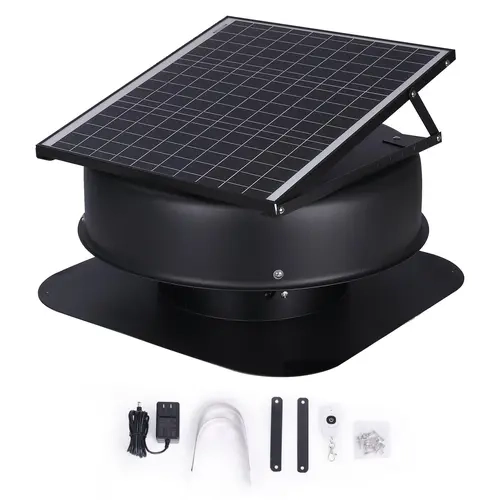 VEVOR Solar Powered Attic Ventilation Fan - 40W (40W & Above), 1230 CFM Large Air Flow Large Size MPPT Panel Fan, Low Noise, Weatherproof, 110V Smart Adapter, Adjustable Thermostat, Energy Efficient, FCC Listed for Home, Garage#BackToSchool