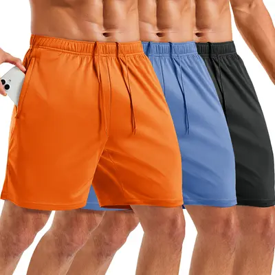MAGCOMSEN 1/3 Pack Men's 7" Athletic Running Shorts Quick Dry Lightweight Mesh Basketball Workout Shorts with Zipper Pockets Fathersdaygift