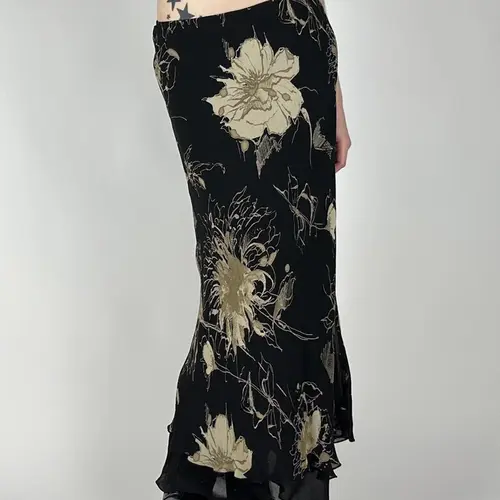 Women's Floral Print Layered Mermaid Skirt, Boho Elegant Long Skirt, Skirts for Women, Ladies Summer Bottoms for Holiday Party, Bohemian Skirt, Boho Casual Skirts, Floral Printed Skirt, Boho Hippie Skirt, Womenswear