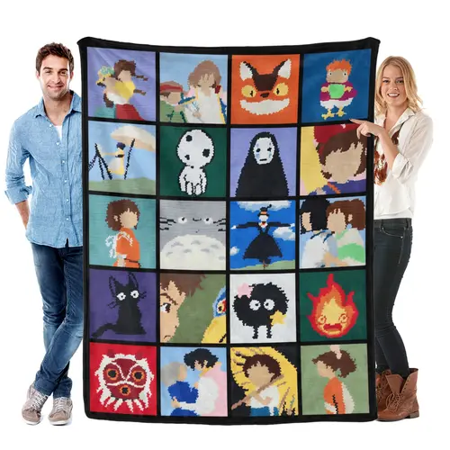 Studio Ghibli Anime Blanket  Soft Funny Throw Blanket Cozy Lightweight Plush Portable Cover Blanket For Sofa,Warm Gift For Birthday,Christmas,Multiple Blanket