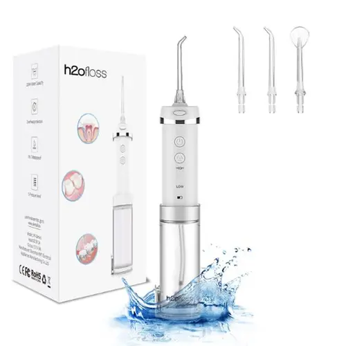 h2ofloss Water Flosser with 5 nozzles ,Cordless Oral Irrigator,300ML Rechargeable Oral Irrigator for Teeth Cleaning, Portable & IPX7 Waterproof Teeth Cleaner Pick for Braces Home Travel, mini water flosser, HF-10,sohochic