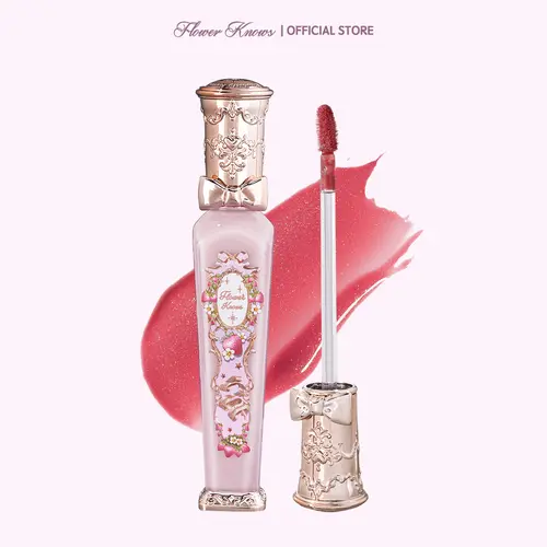 Flower Knows Violet Strawberry Rococo Collection Glowy Lip Gloss - Plumping Lip Glaze, Lipstick, Makeup Products, G02 Raspberry Booze, Strawberry Milk, Blurring, Weightless, Vintage, for Adults, #tiktokshopbacktoschool, #sohochic