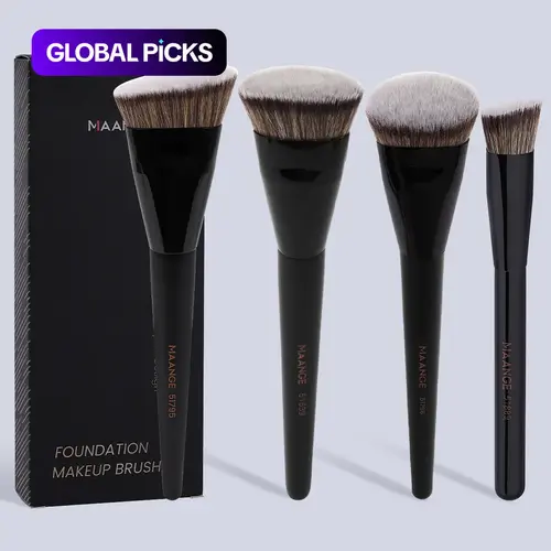 MAANGE Professional Makeup Brush Set, 4 Pcs/Set Versatile Soft Makeup Brushes for Foundation, Eyeshadow & Highlighter, Brushes with Comfortable Grips Beauty Brush Set #GLOBAL PICKS
