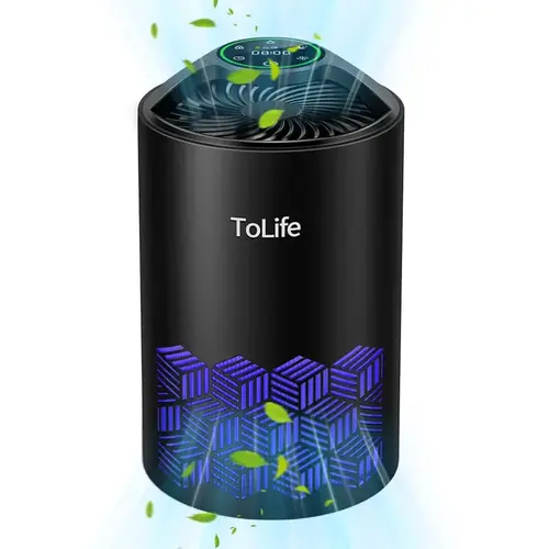 ToLife K1 Air Purifier with HEPA Filter - Portable, Pet Allergy Relief, Dust Removal, Baby-Friendly, Low-Noise Sleep Mode, US Plug Type - Ideal for Home & Office