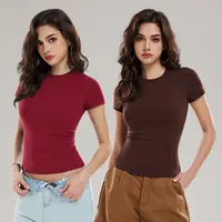 Women's 2-Piece Matching Workout Set - Crew Neck Short Sleeve Nylon Stretchy Slim-Cut Compression Tops, Athleisure Activewear Clothing for Women's Gym Wear, Yoga,summerwins,summeroutfits,vacationoutfits,beachoutfits