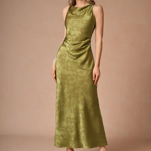 Azazie Elena Sheath Twist-Neck Floral-Jacquard Wedding Guest Evening Maxi Dress, Formal Wear, Women sohochic