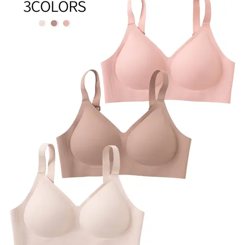 3 Pack / 5 colors seamless jelly women's bras, Padded brassieres, XS-XL Daily casual comfortable skin-friendly and breathable Padded with hook-and-eye closure Supportive and gathering type Yoga sports back Seamless bra set
