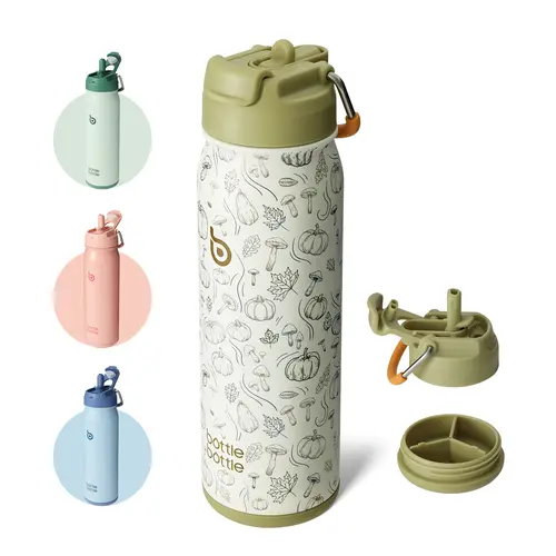 BOTTLE BOTTLE 24oz Insulated Water Bottle with Hidden Storage – Leakproof, Sip & Chug Lid, 24H Hot & Cold