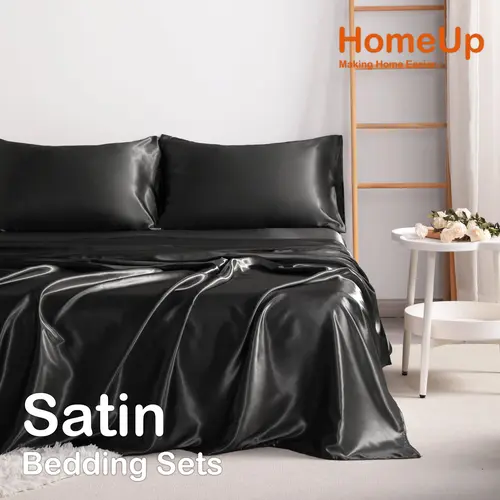 NTBAY 3/4 Piece Satin Bedding Sets - Ultra Soft & Silky Queen/King Sheets with Envelope Closure Pillowcases, OEKO-TEX Certified Anti-Acne Luxury Bedding, Frictionless Hair & Skin Care, 3/4 Pcs