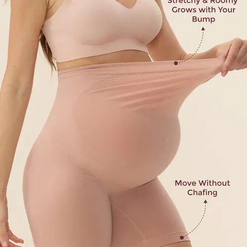 Shapewear for Under Dresses, Anti-Chafing Mid-Thigh Pregnancy Underwear, Belly Support, Cotton Gusset