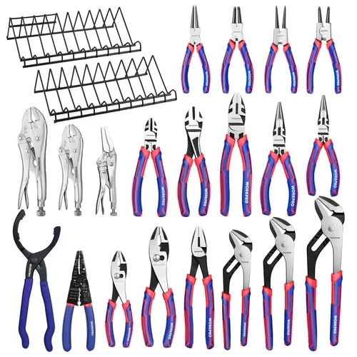 #backtoschool WORKPRO Pliers Set, 20-Piece Full Assortment of Pliers with 2-pack Plier Organizer Rack, Great Fits for Tool Box Drawer or Tool Chest, Ideal as Home, Garage, Mechanics & DIY Projects