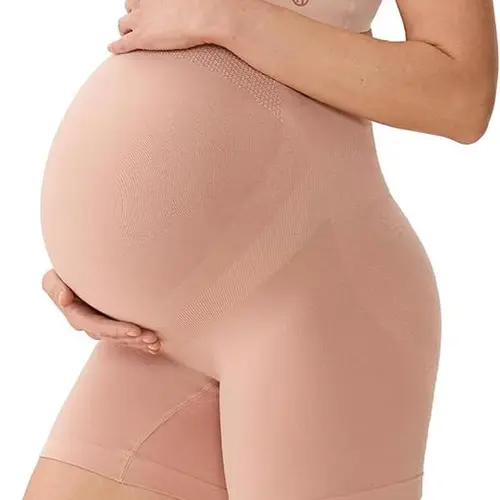 Momcozy Maternity Shapewear for Under Dresses, Anti-Chafing Mid-Thigh Pregnancy Underwear, Belly Support, Cotton Gusset