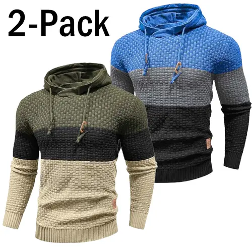 Zaitun Men's Hooded Sweatshirt - Tricolor, Long Sleeve, Solid Knitted Smart Fabric, Stretchable, Slim Fit, Breathable Lightweight Hoodie, Casual Pullover Hoodies, Trendy Texture, Pullover Hood for Quick On, Ideal for Black Friday, Christmas Gift