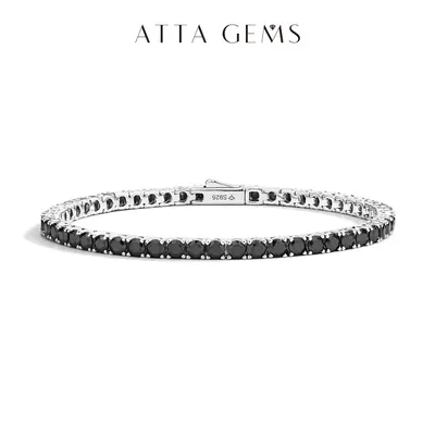Unisex Versatile 6.5 CT Black Synthetic Moissanite Tennis Bracelet, 3.0mm Round D VVS1 Cut Fine Artificial Gemstone Jewelry Accessory B016 summerwins,summerwins
