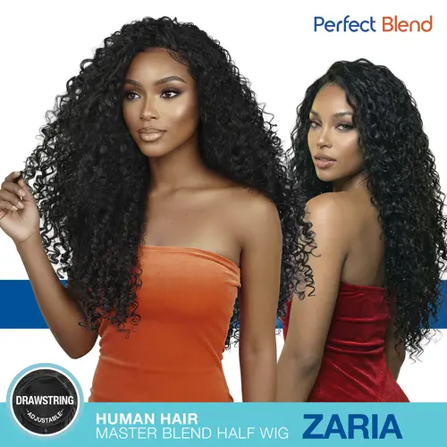 THE STYLIST Zaria Water Wave Half Wig - Women's 26in Perfect Blend Master Mix Human Hair Curly Wig, Average-Size Cap, Human Hair Wigs