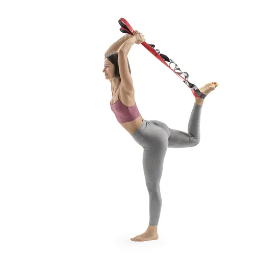 SUNNY Premium 8 Loop 75" Yoga Stretch Strap for Pilates Home Workout Fitness Flexibility Training Non Elastic Exercise Stretching Band Hamstring Leg Belt Heavy Duty Durable Comfortable Comfy Physical Therapy Rehabilitation Warm Up Recovery Dance Gymnastic