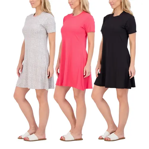 3 Pack Women's T Shirt Dresses Short Sleeve Casual Summer Loose Crew Neck