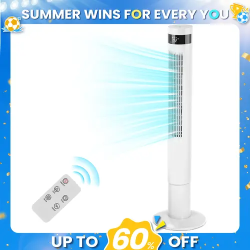 【Not Air Conditioner】Antarctic Star 43in Tower Standing Fan - 85° Oscillation, 12H Timer, Remote Control, Quiet Operation, Instant Airflow, Easy-to-Use for Bedroom, Home Office