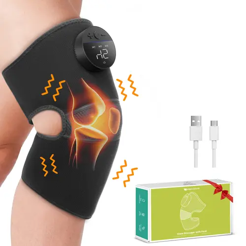 Medcursor Soft Plush Cordless Vibratory Knee Massager with Heat - Adjustable Red Light Therapy, 3 Vibration Modes, 5 Heating Levels, Lightweight for Elbows, USB Port, 2000 mAh Batteries, ASMR Relax Device, Massage Devices, Mens Gifts, Father's Day, Should