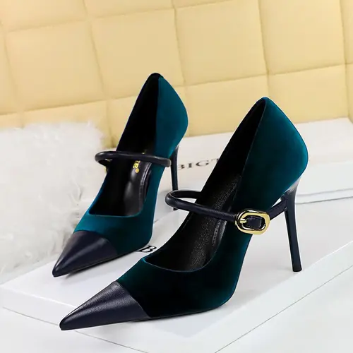 Women's Minimalist Temperament Solid Color Pointed Toe Stiletto Heeled Pumps, Elegant Stilettos Buckle Design High Heels for Party, Fashionable Heels for Women, Party Holiday Shoes, Party Footwear